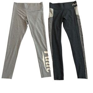 Pink Victoria Secret Yoga Leggings Bundle ‎ of 2 Gray Love VS Sport Activewear